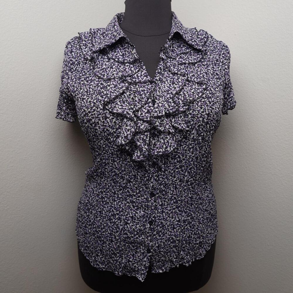 Bethany Ruffle Blouse Purple Floral XL